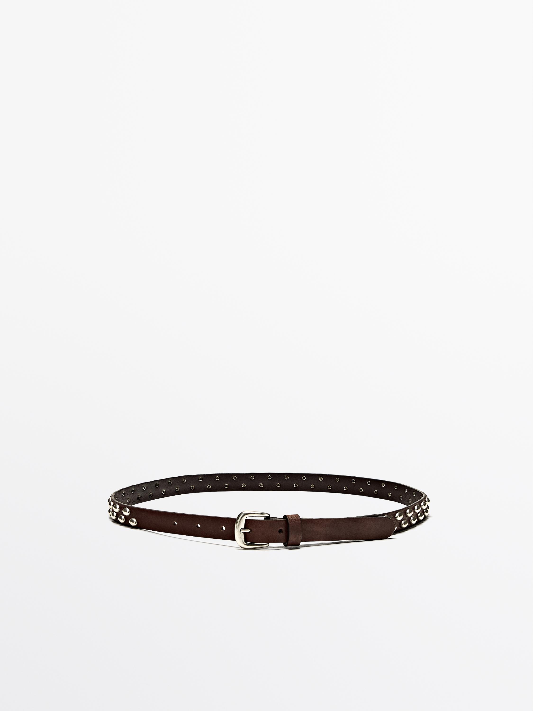 Nappa leather belt with stud details